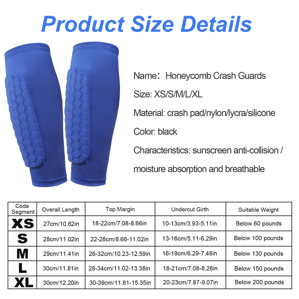 Shin Defender with Honeycomb Pads  - Leg Guard Sleeves for Boys Girls Men