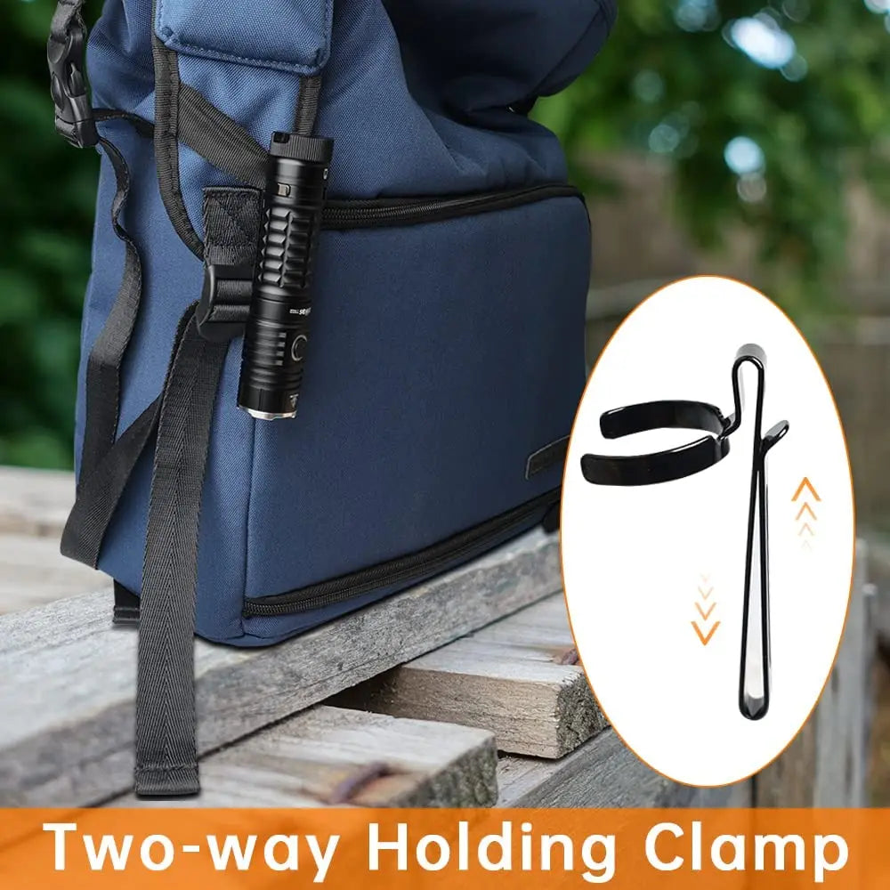 Rechargeable LED Flashlight with Magnet Tail & Reverse Charging for Hiking