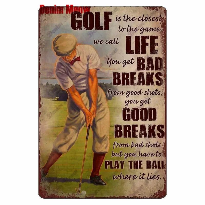 Vintage Golf Life Metal Wall Art Playing Golf Pin Up Girl Tin Sign Retro The Golf Father Decoration Club Home Decor 8x12 inch