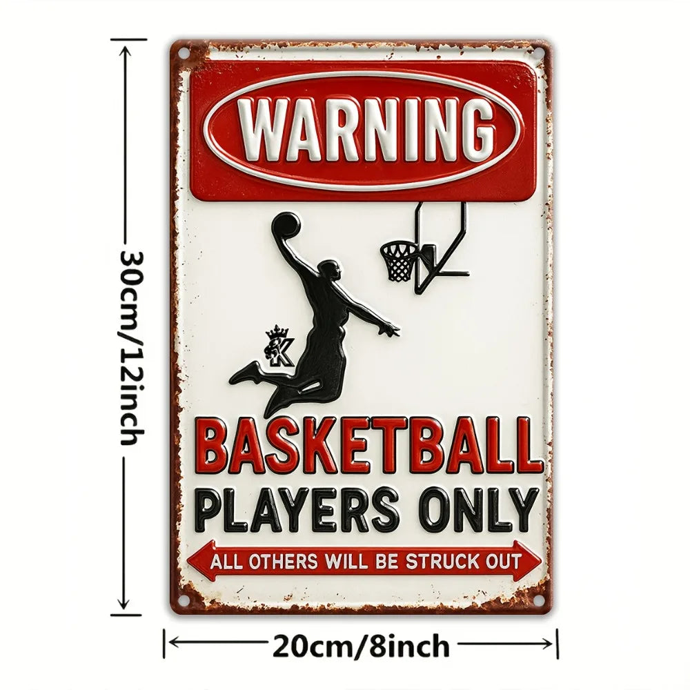 Vintage Basketball Sign, 8"x12" Metal Wall Art "All Others Will Be Struck Out"