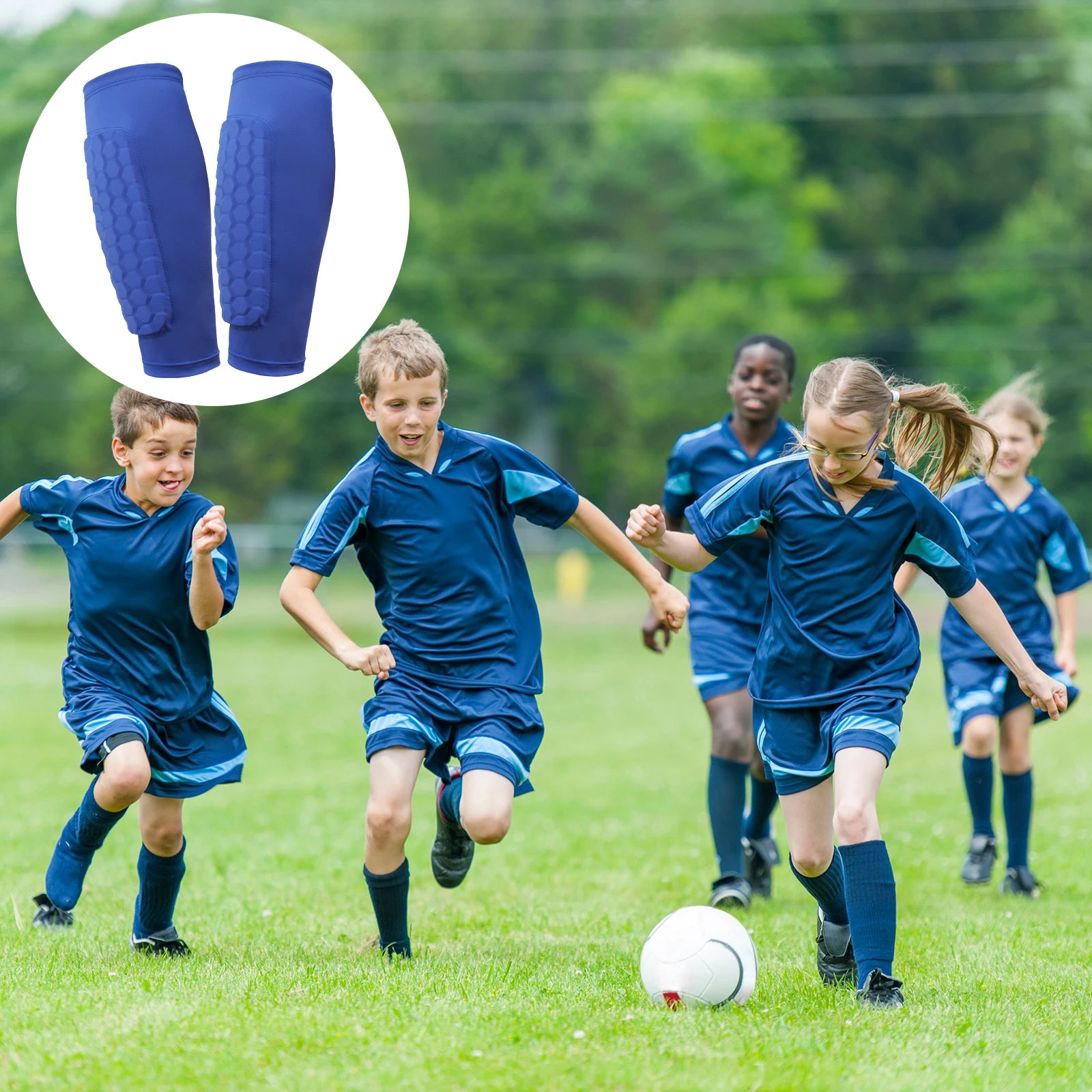Shin Defender with Honeycomb Pads  - Leg Guard Sleeves for Boys Girls Men