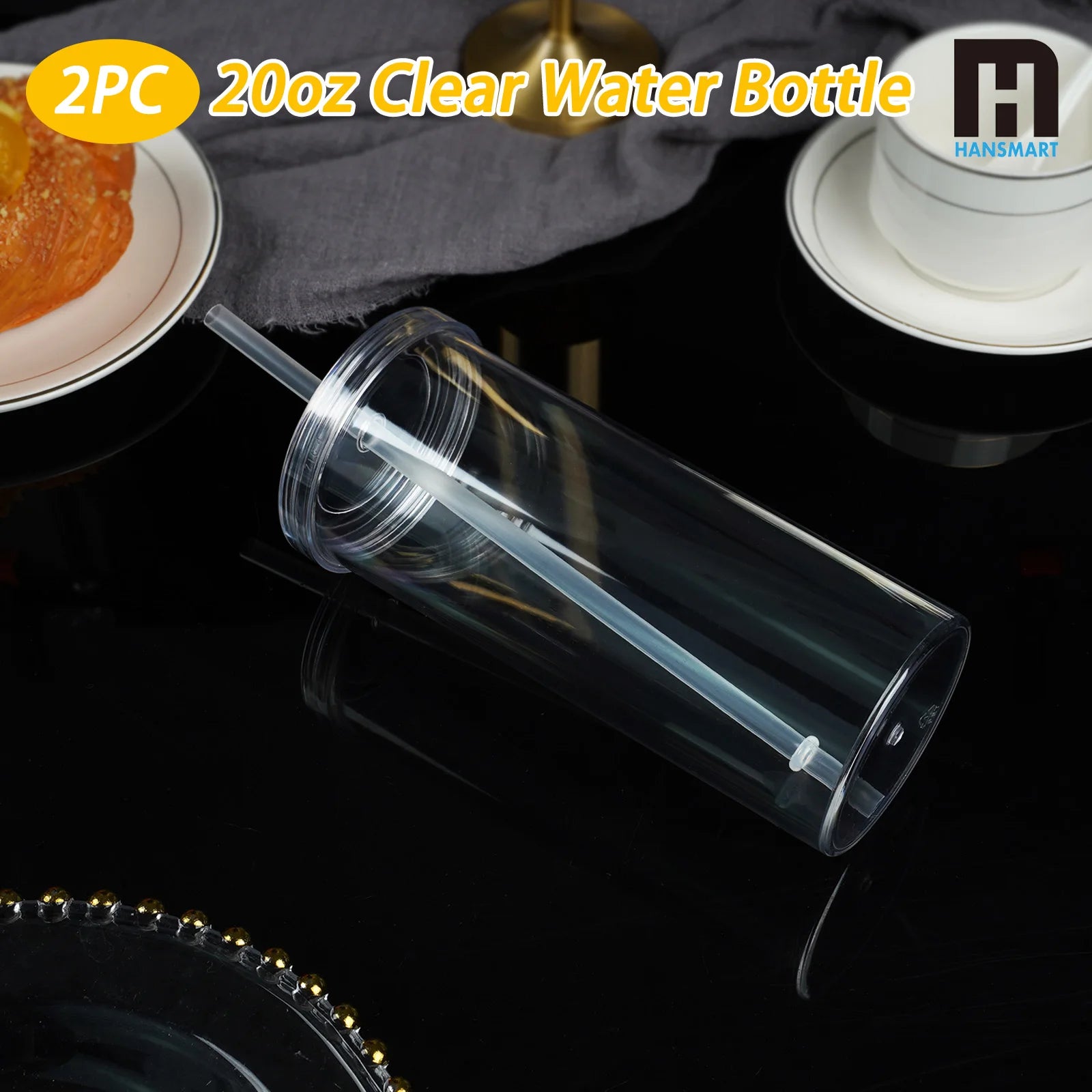 2PCS large Juice Cup with Lid and Straw plastic Water Bottle