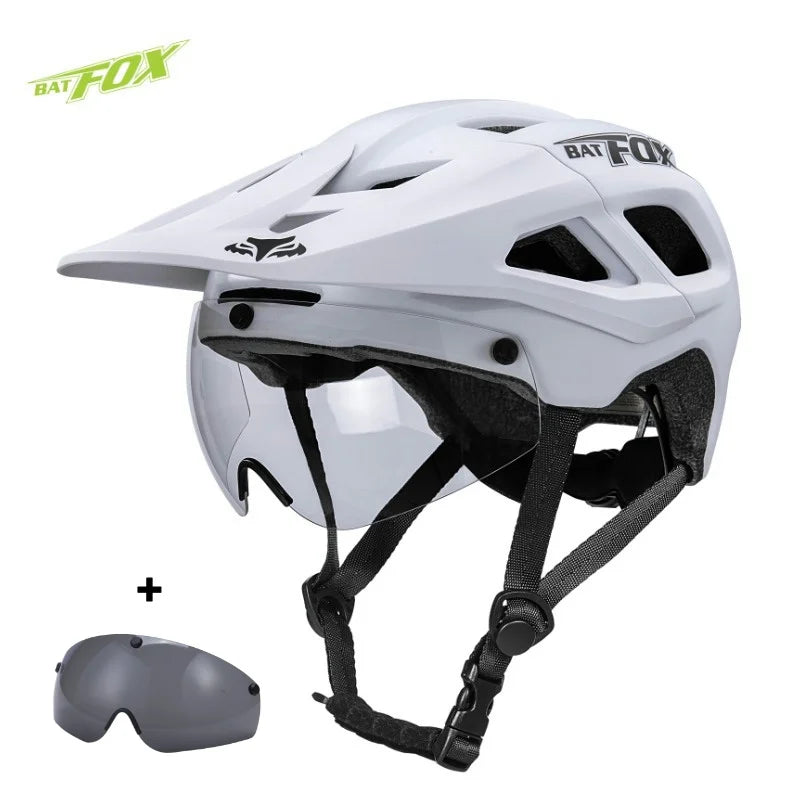 BATFOX Bike Helmet Magnetic goggles Lens & Sun Visor In-mold Road MTB Bicycle Helmets Men Women Cycling Helmet Sports Equipment