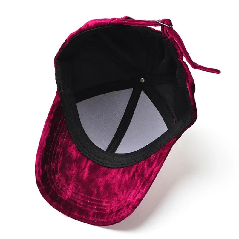 Velvet Baseball Cap Curved Brim Men - Women