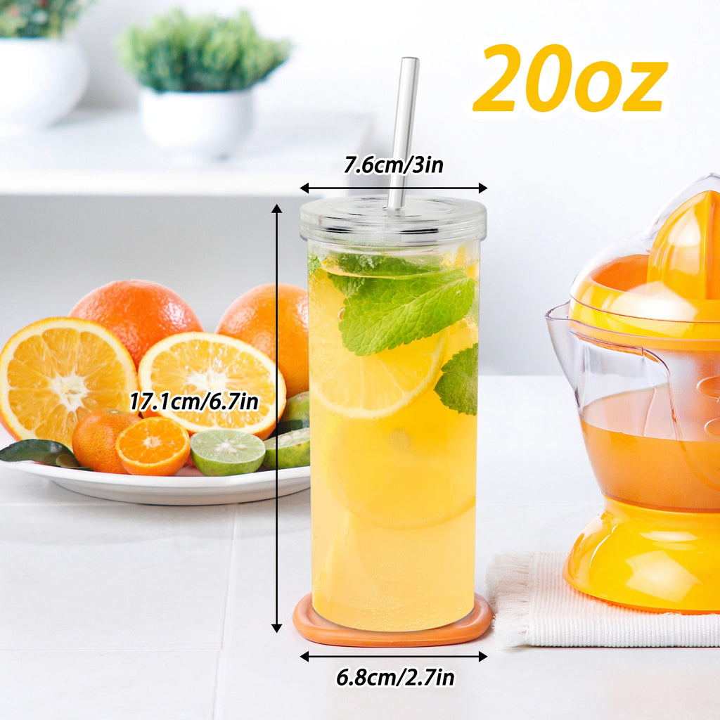 2PCS large Juice Cup with Lid and Straw plastic Water Bottle