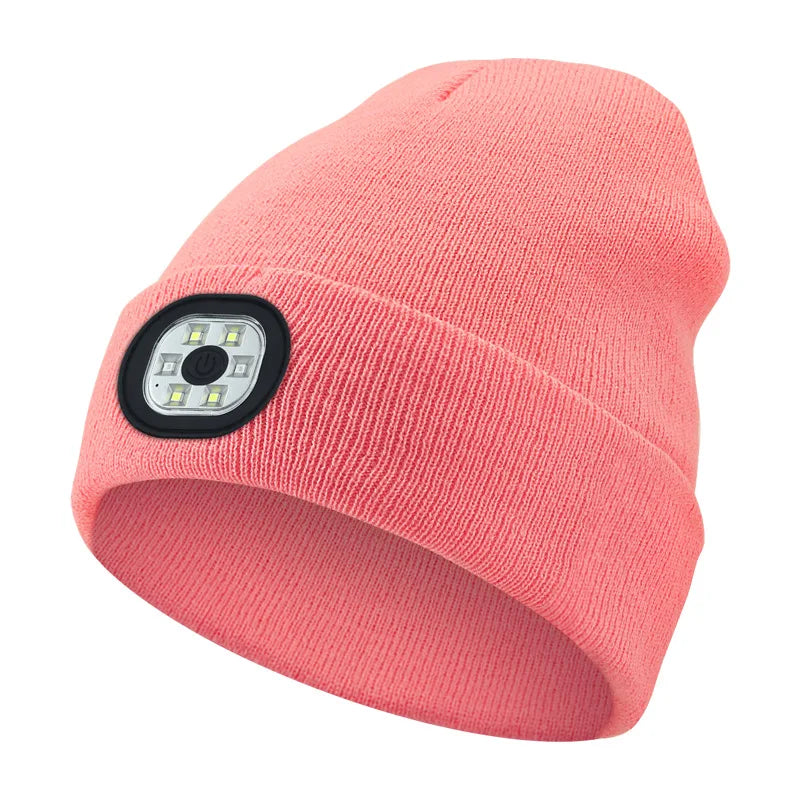 Bluetooth Beanie with Light, Unisex 6 LED USB Rechargeable with Cordless Headphones