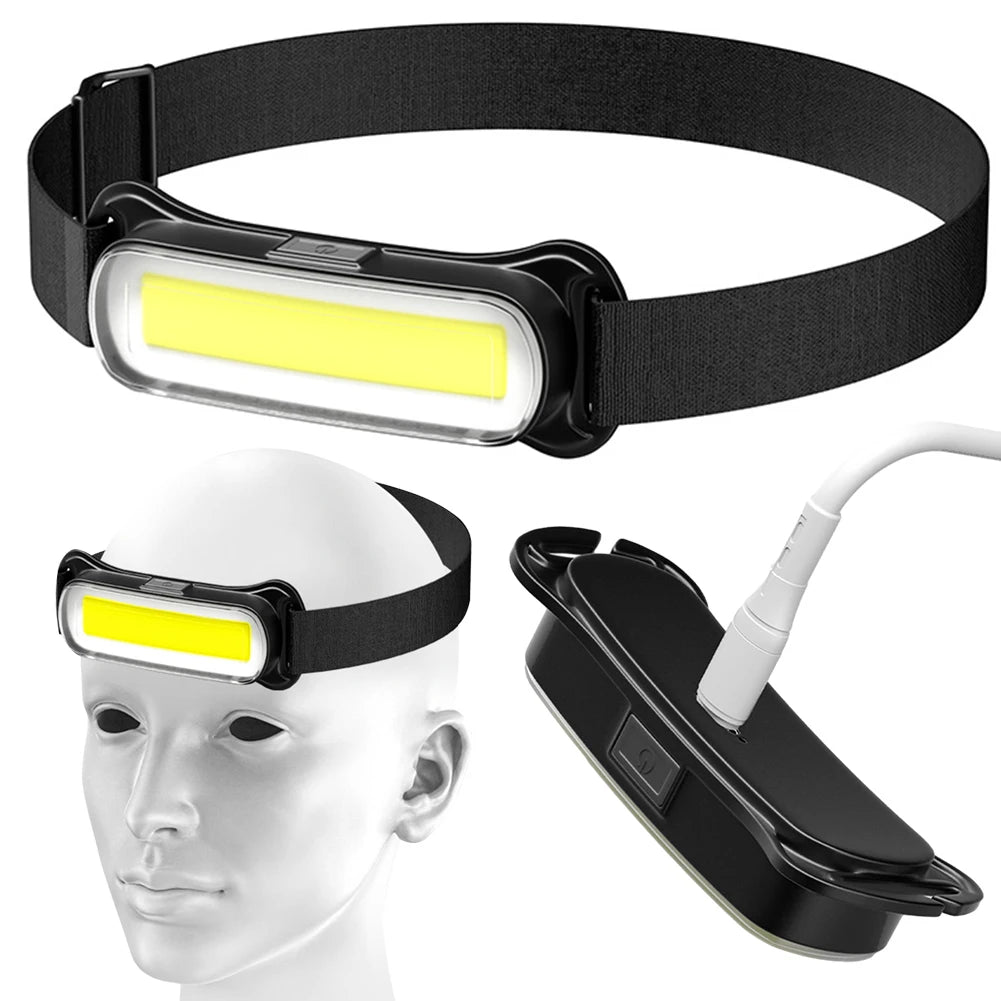 USB Rechargeable LED Headlamp 3 Modes Flashlight Adjustable Headband