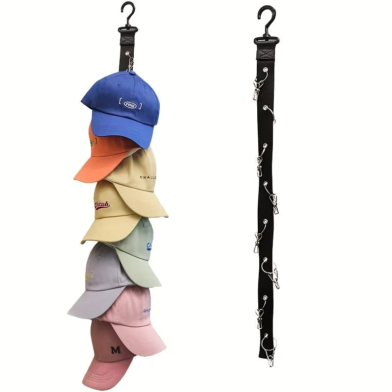 Baseball Cap - Hat Rack organizer 1pc with Eight Clips, Can Hold 16 Hats