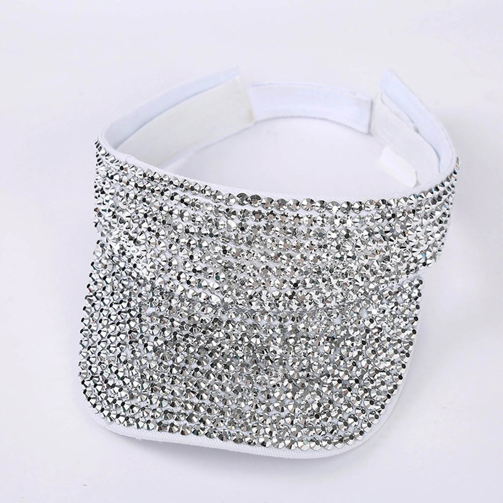 Glitter Visor Shiny Rhinestones Sport Cap Solid Empty Top Hats Golf Cap Adjustable Baseball Cap Outdoor Sun Hat For Women Men