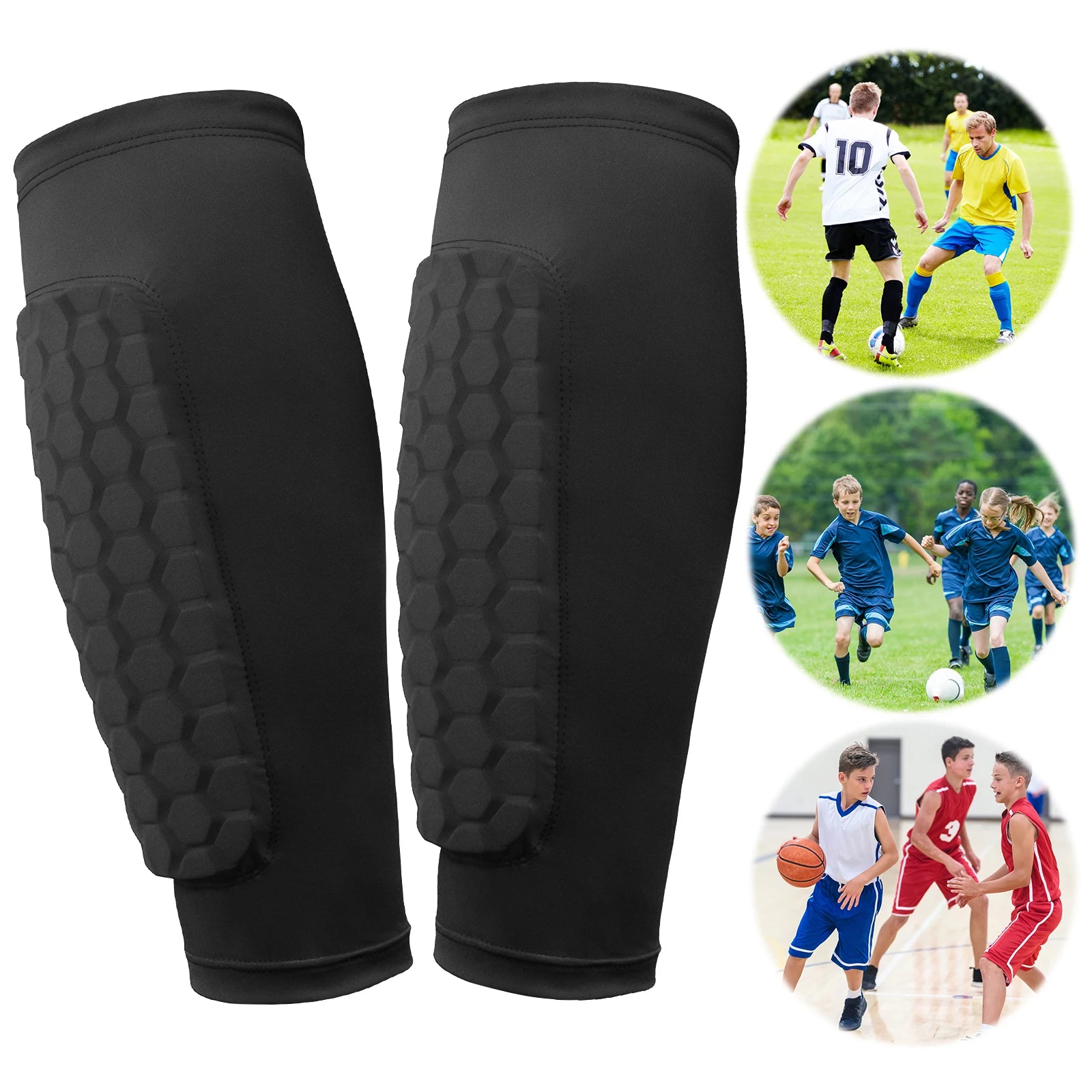 Shin Defender with Honeycomb Pads  - Leg Guard Sleeves for Boys Girls Men