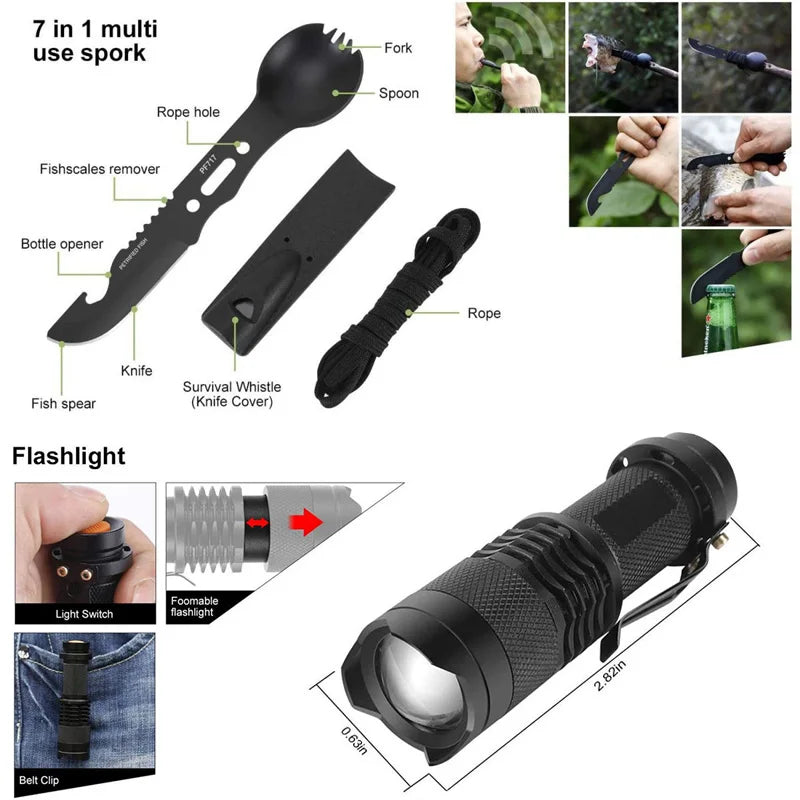 12in1 Multifunctional Emergency Equipment Outdoor Survival Kit