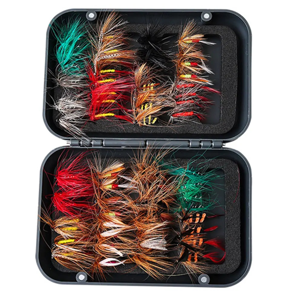 60/41pcs Box Bionic Fly Hook Set Artificial Insect Fishing Baits Bionic Insects Flies with Box Fly Fishing Lures for Trout Carp