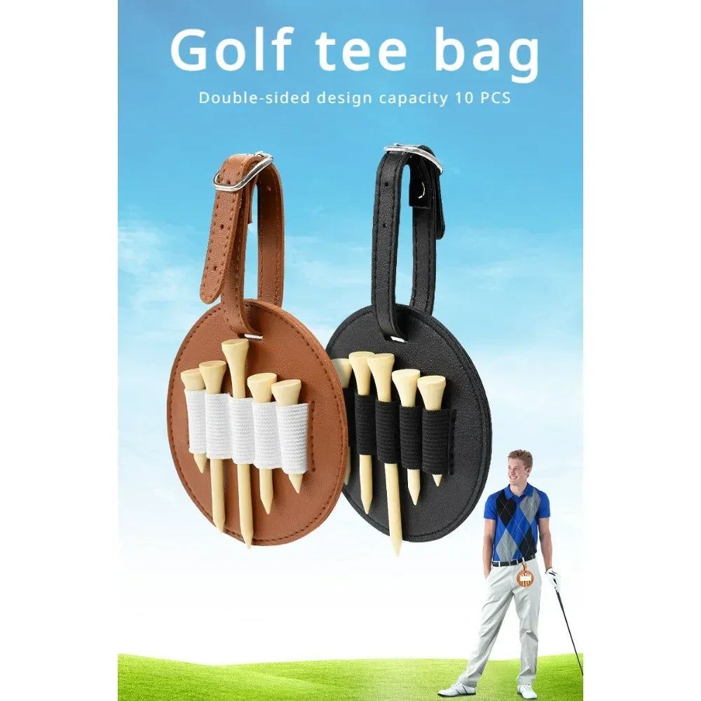 1PC Leather Double-sided Golf Tees Portable Storage Bag