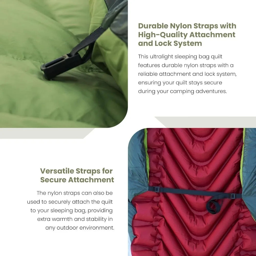 Ultralight 850 Fill Down Sleeping Bag Top Quilt for Backpacking and Camping Comfort