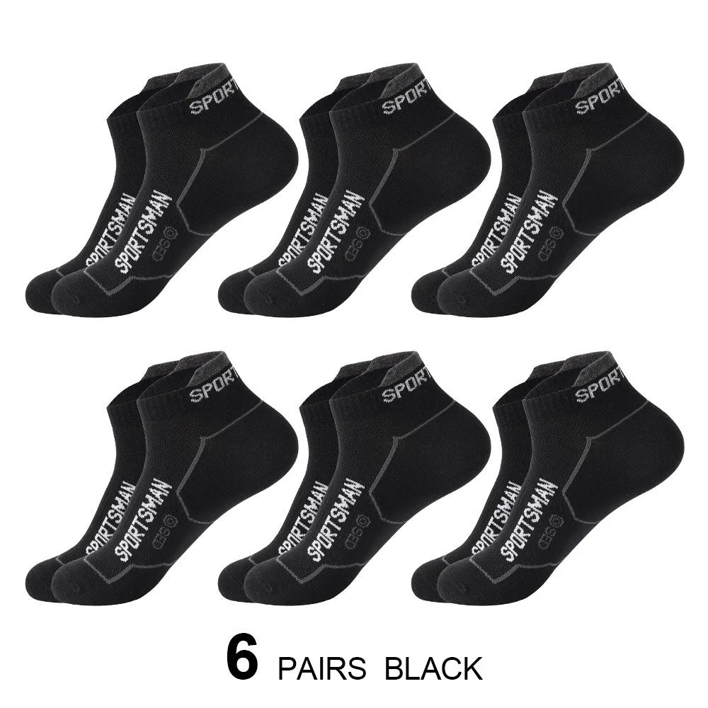 6 Pairs Mid Crew Sports Socks, Sweat-Absorbent Comfortable Breathable