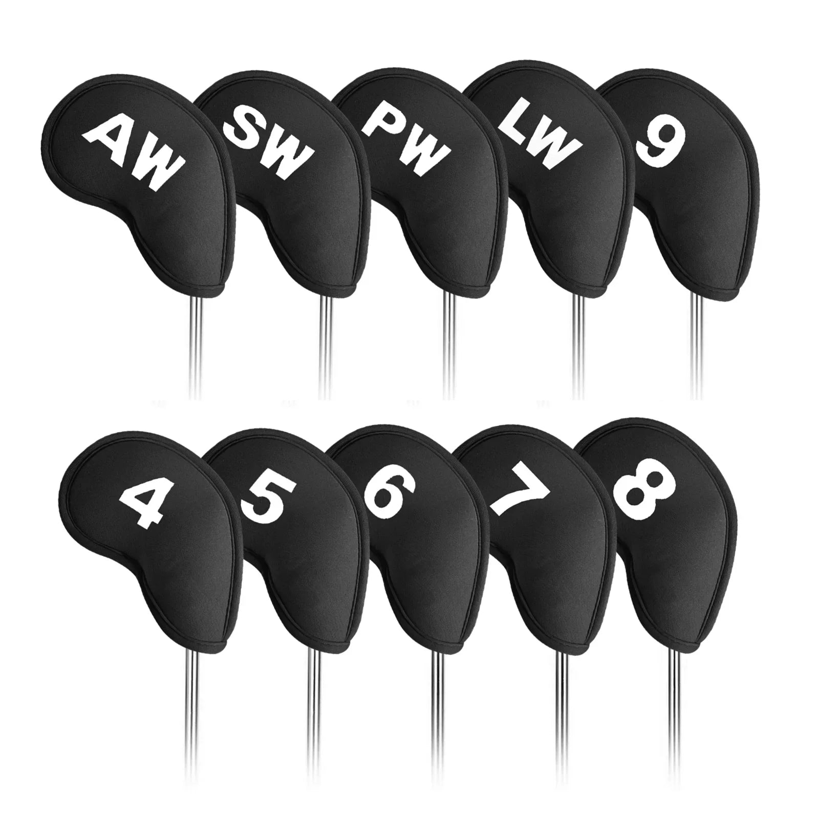 Neoprene Golf Club Covers Set - 10 Pack Universal Headcovers