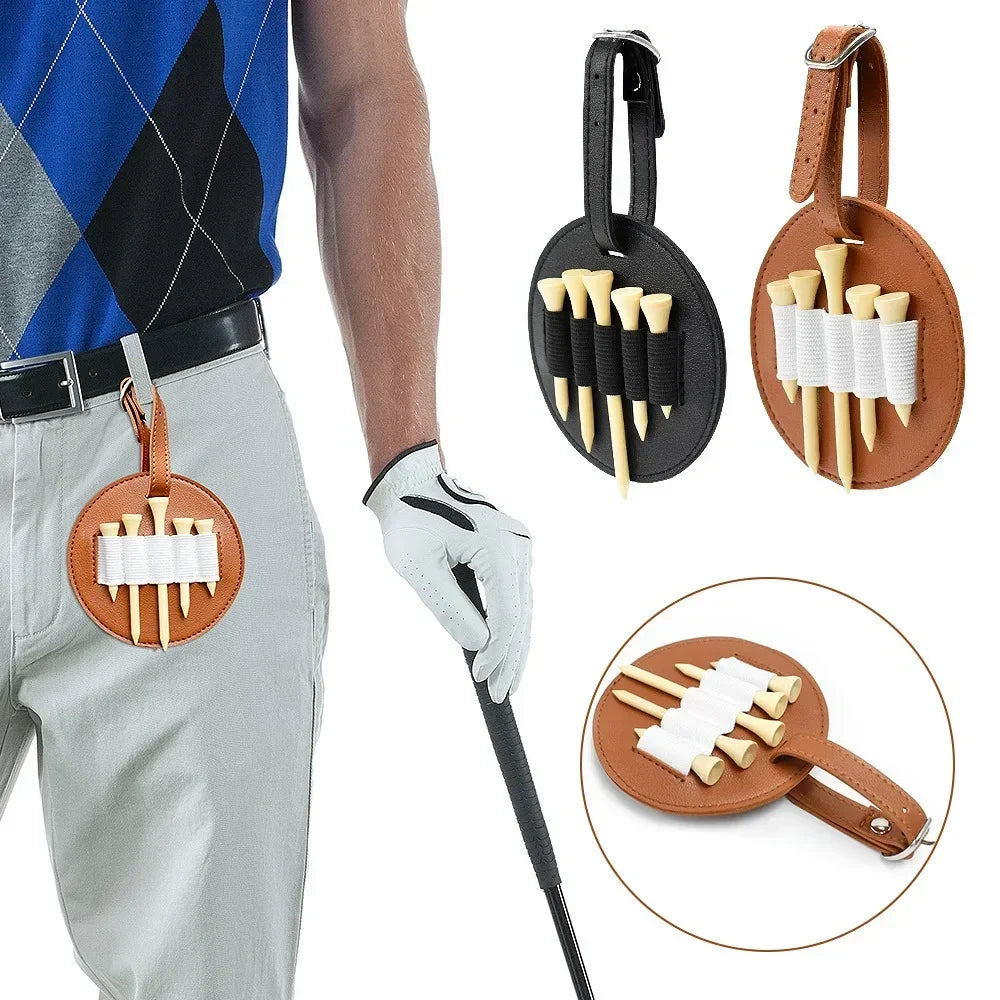 1PC Leather Double-sided Golf Tees Portable Storage Bag