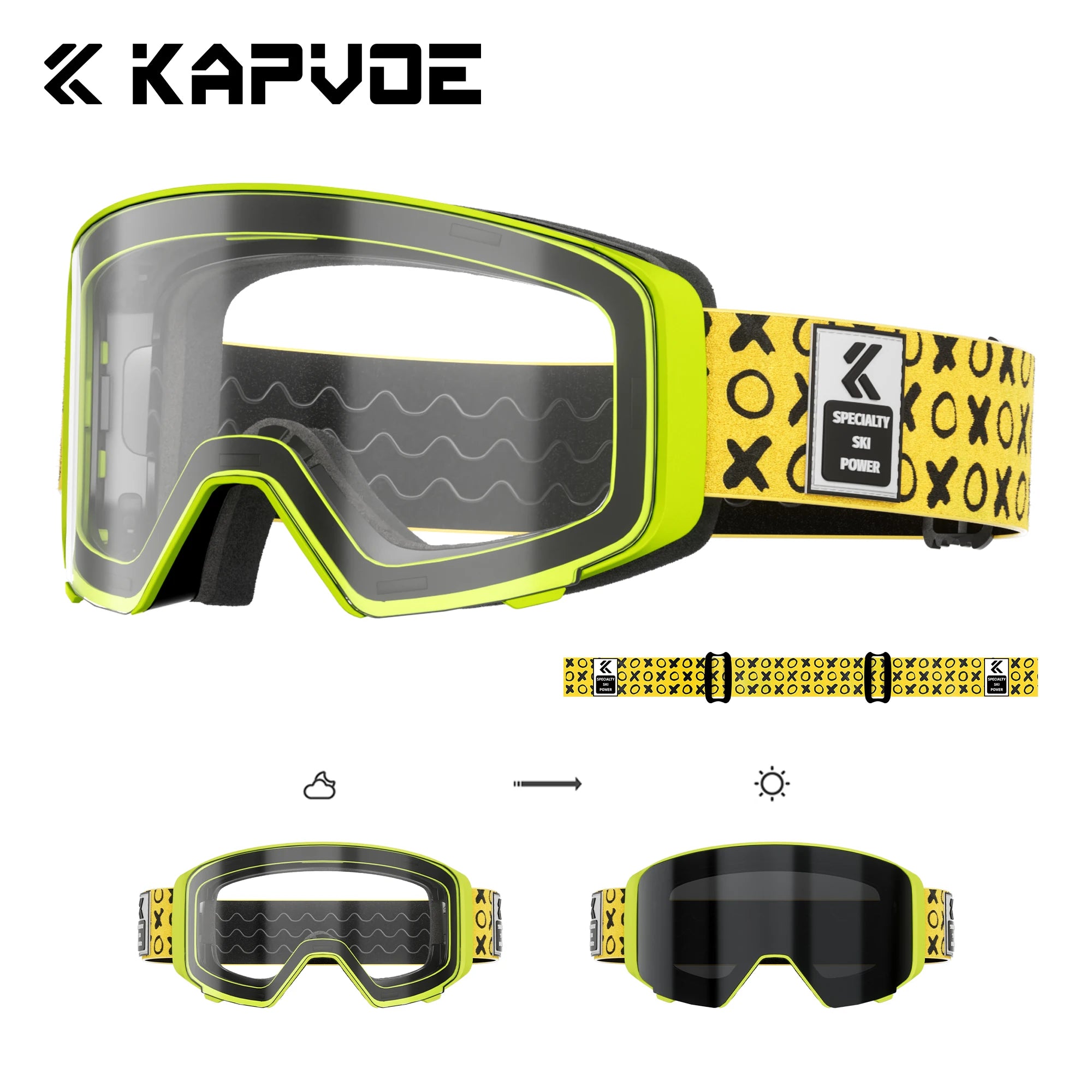 KAPVOE Ski Goggles Breathable Sports Snow Glasses UV400 Anti-fog