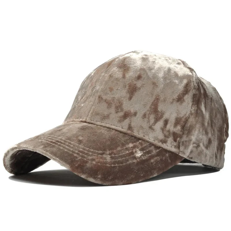 Velvet Baseball Cap Curved Brim Men - Women