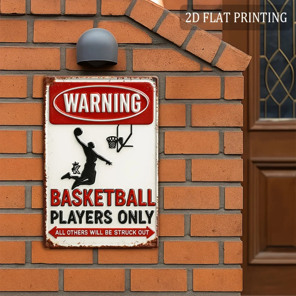 Vintage Basketball Sign, 8"x12" Metal Wall Art "All Others Will Be Struck Out"