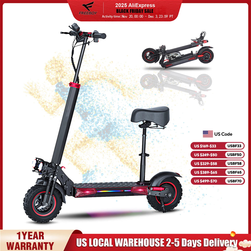 Off-road Electric Scooter with Seat -  Foldable
