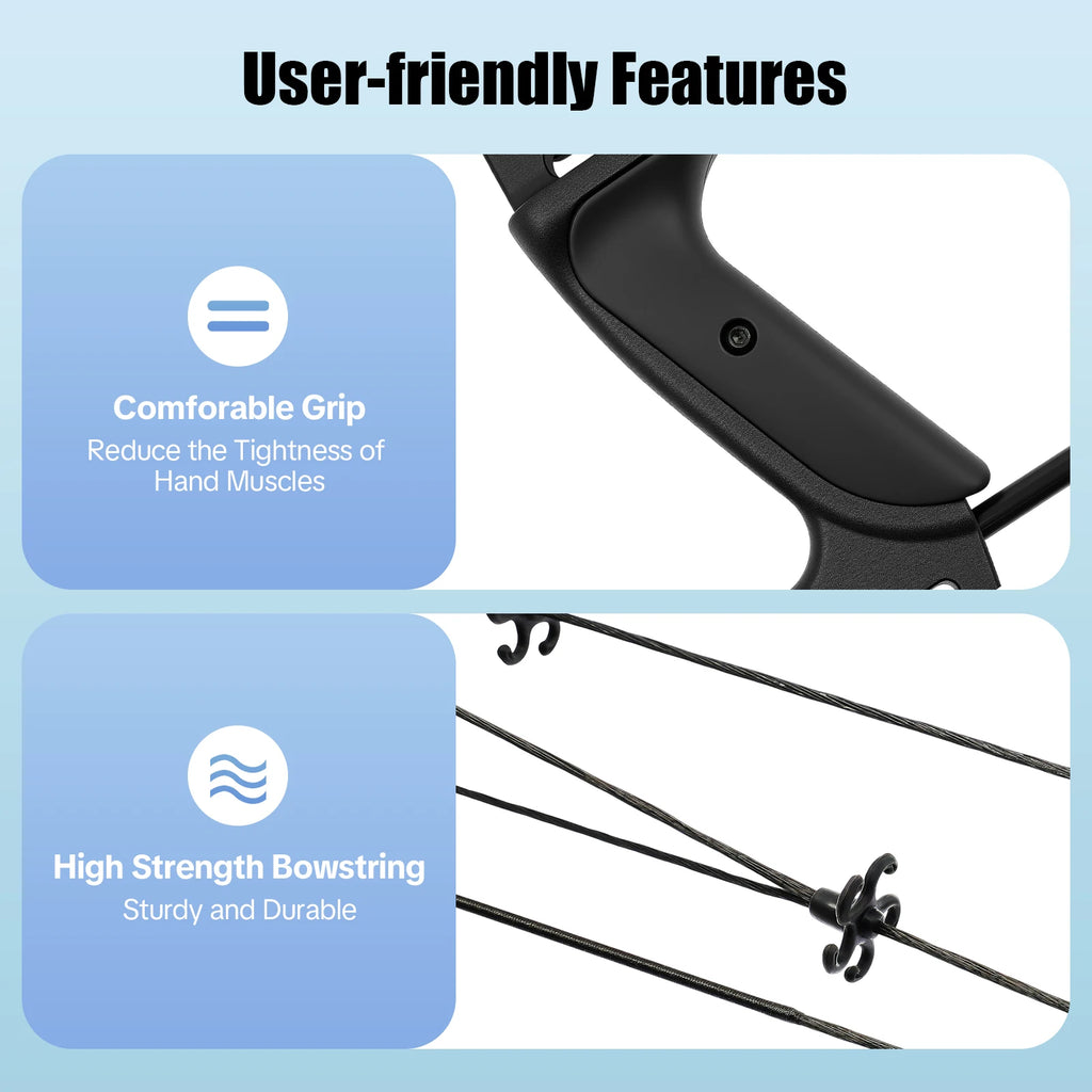 Compound Bow For Adults, Right Hand, Hunting Kit: 3 Pin Lighted Sight For Outdoor Competition, Hunting, Training