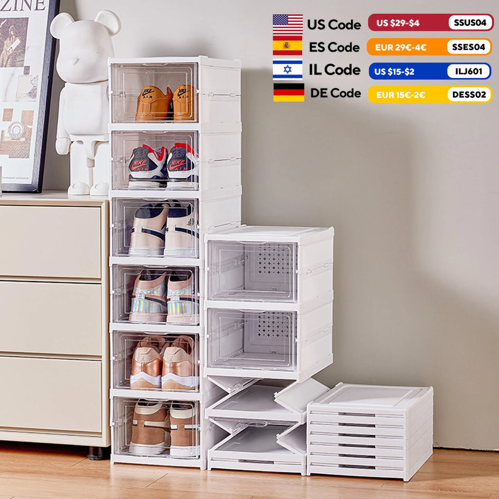 6 Layers Shoes Box Storage Organizers Stackable Rack - Shelf Foldable