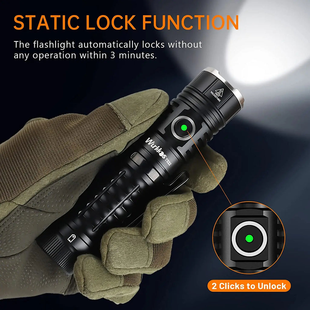 Rechargeable LED Flashlight with Magnet Tail & Reverse Charging for Hiking