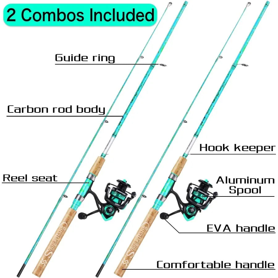 2Piece 5Foot 6Inch Graphite Fiberglass Fishing Rod and Reel Combo