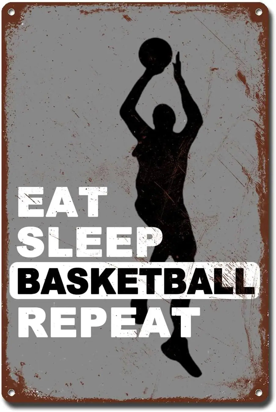 Vintage Wall Art Eat Sleep Basketball Repeat Tin Sign