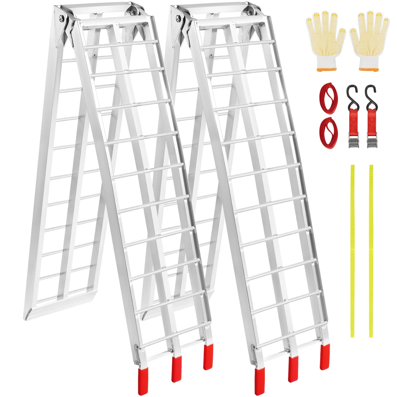 Aluminum Ramps 1500 lbs Folding Loading for Pickup Trucks Bed with Load Strap