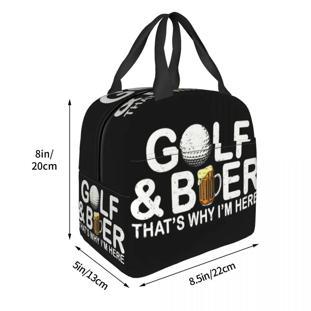 Golf And Beer Insulated Lunch Bag for Women Resuable Sports Golfing Golfer Thermal Cooler Bento Box Office Work School