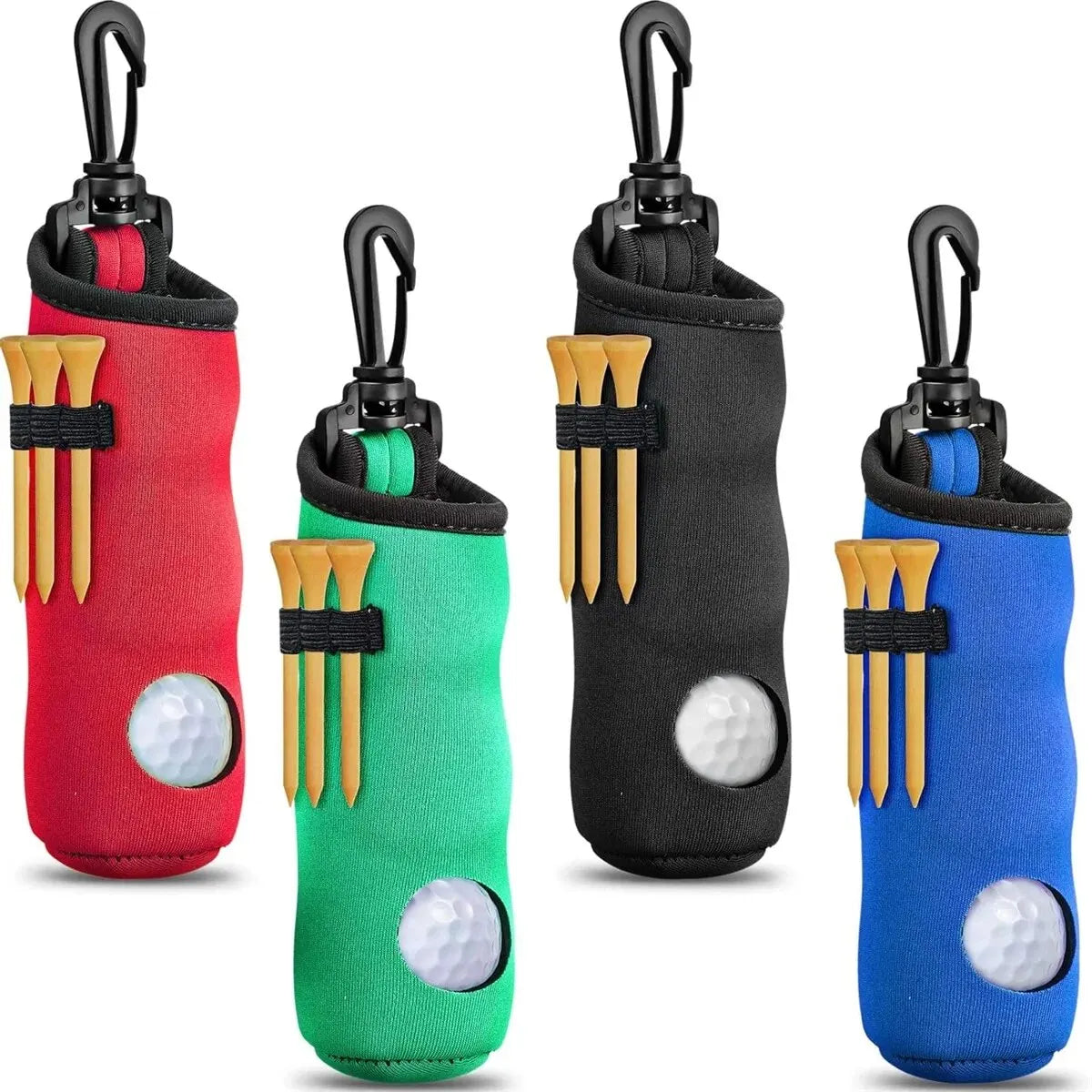 Golf Tee Holder, Golf Ball Carry Bag Pouch with Keychain Belt Clip